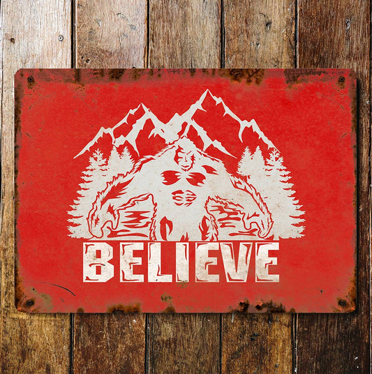 Bigfoot believe | Metal Wall Sign Plaque