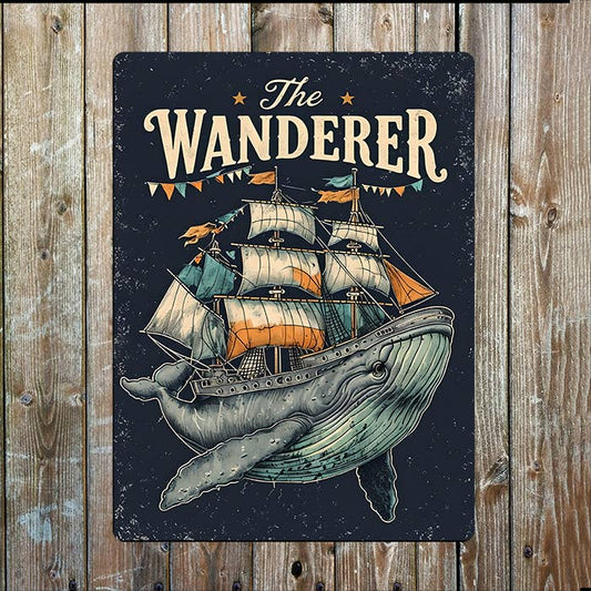Wander Whale Ship Sea Nautical | Metal Sign Plaque