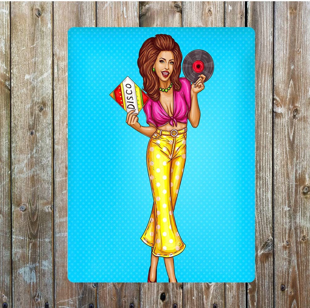 Disco Records Flare Polka Dot Pants | Metal Sign Plaque