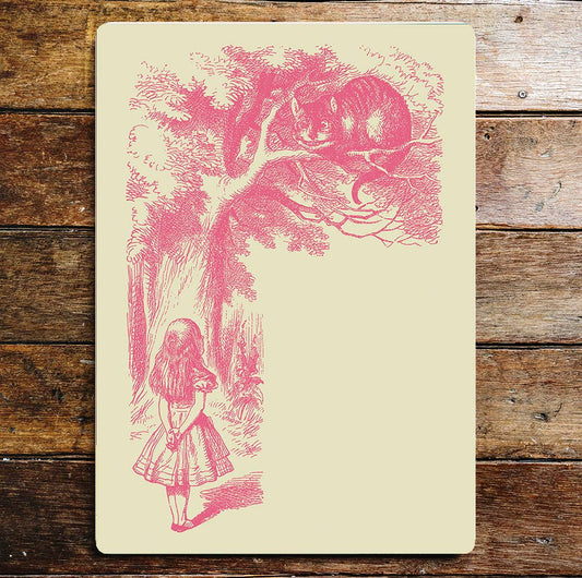 Alice in Wonderland Pink Cheshire Cat Tree | Metal Sign Plaque