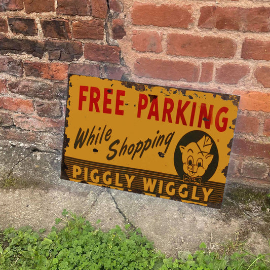 Piggly Wiggly Free Parking Metal Advertising Wall Sign