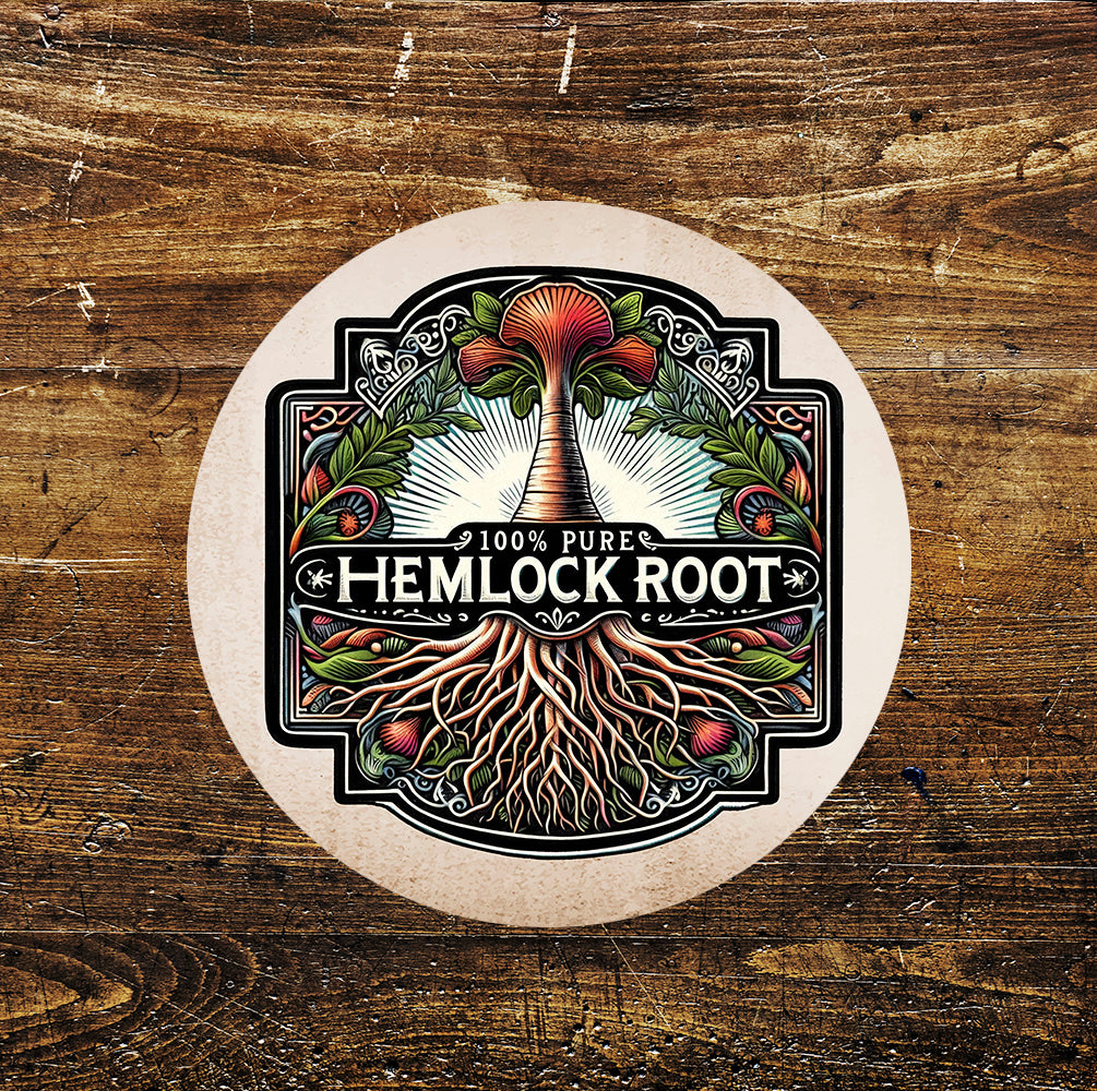 100% Pure Hemlock Potions | Witch Halloween | Circle Metal Sign