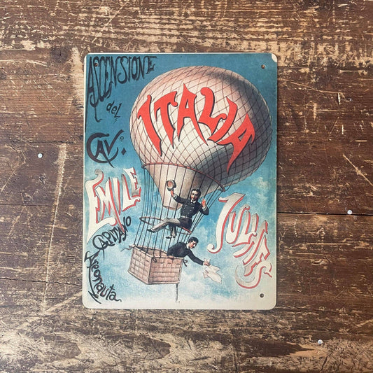 Vintage Italia Balloon | Metal Travel Wall Sign