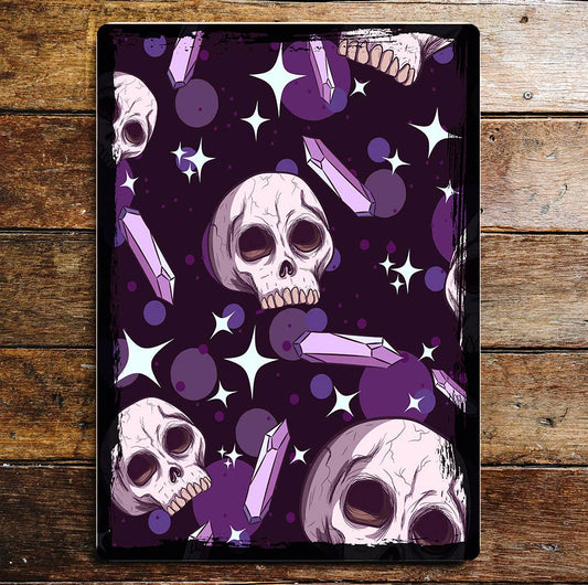 Skull Crystals Death Purple Art Metal Sign Plaque