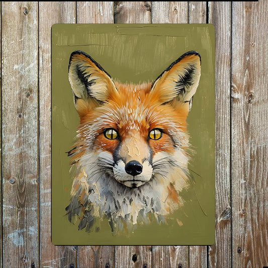 Painting Style of Fox Head Metal Sign Plaque