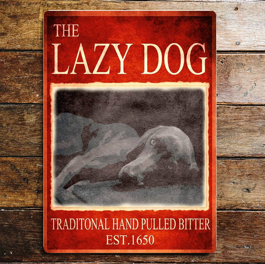 The Lazy Dog Brewery Metal Sign