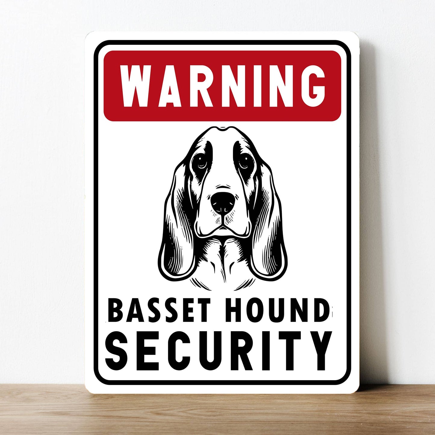 Basset Hound Security Guard Dog Warning | Metal Sign Plaque