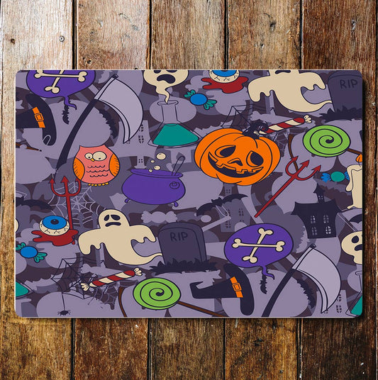 Crazy Halloween Pattern | Metal Wall Sign Plaque