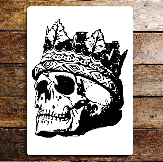 Skull And Crown Metal Wall Sign
