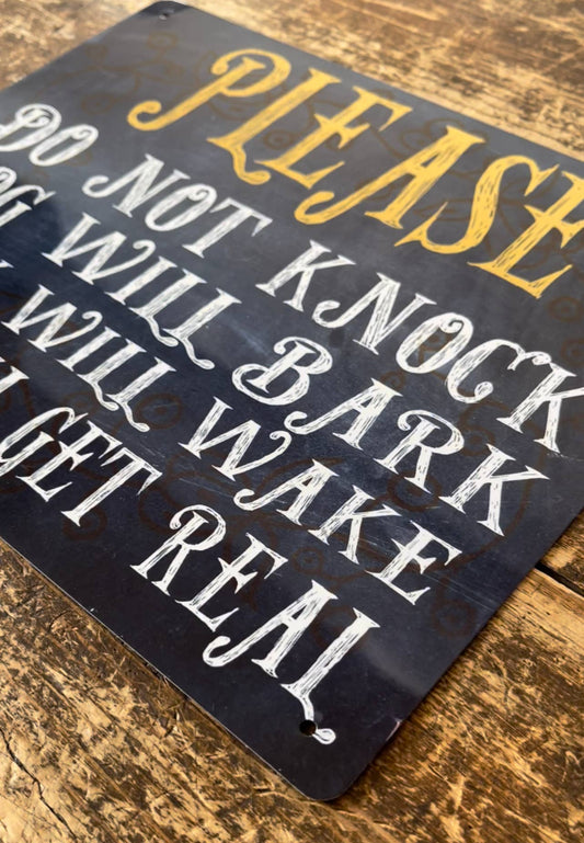 Door House Sign Please do not knock | Metal Sign