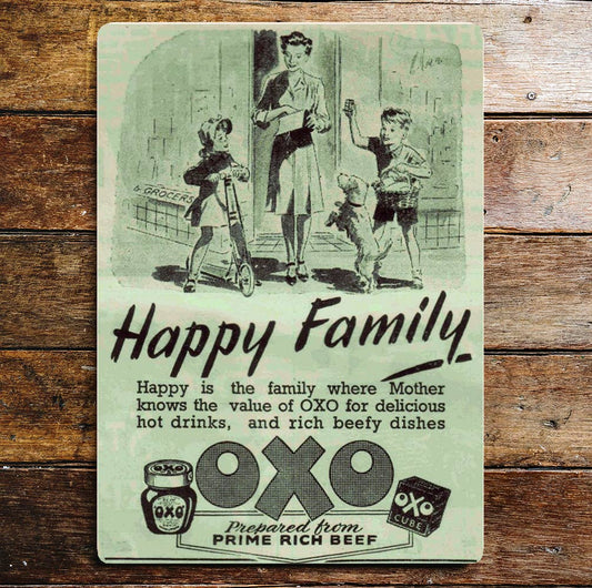 Oxo Cube Happy Family | Metal Advertising Wall Sign