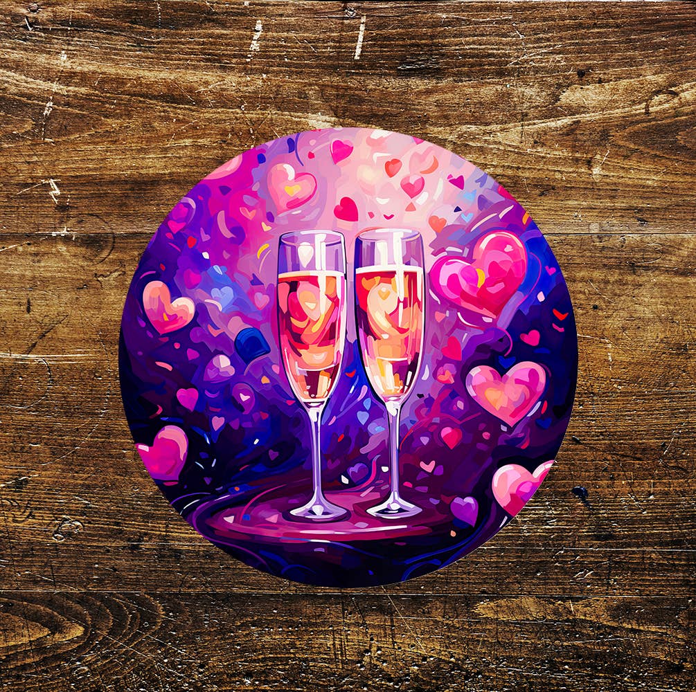 Love prosecco Stained Glass affect Circle Metal Sign
