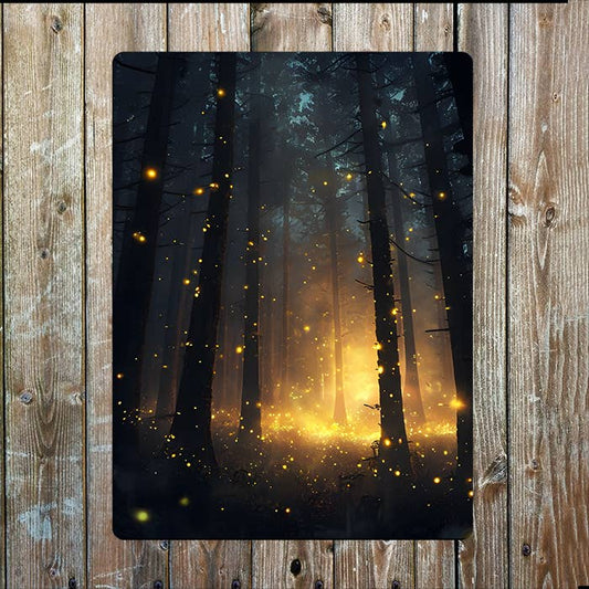 Enchanting Nighttime Forest Glowing | Metal Sign Plaque