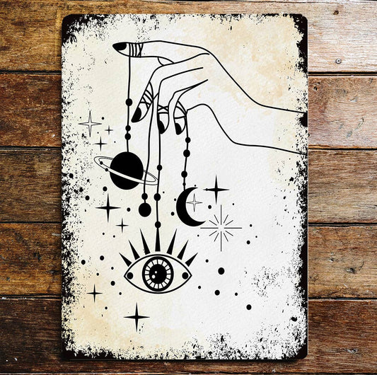 Sun And Moon Eye mystical Metal Wall Sign Plaque