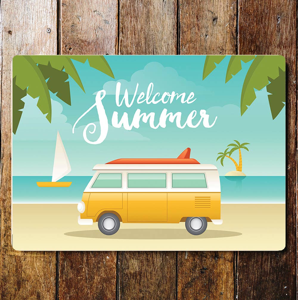 Summer VW van Metal Sign Plaque