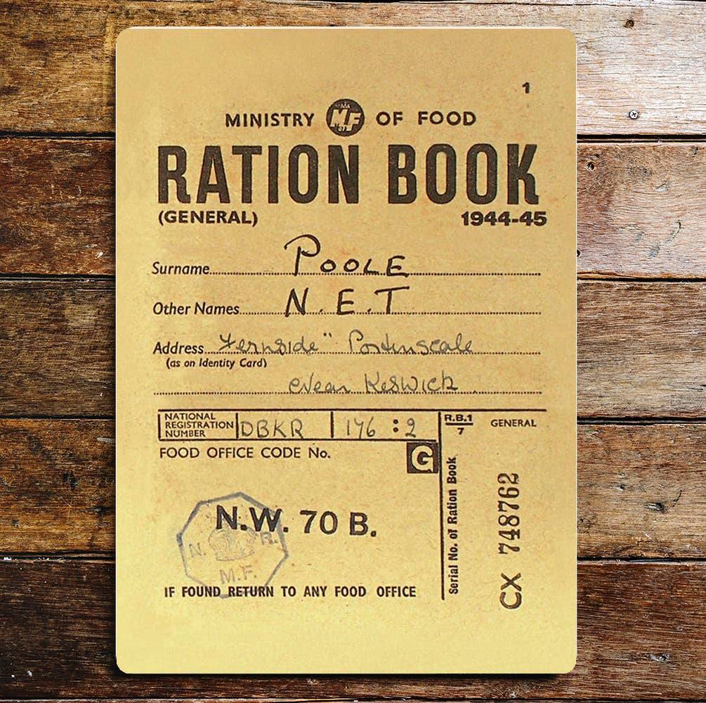 Ration Book Ministry Of Food World War Metal Sign