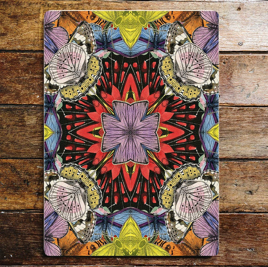 Abstract Kaleidoscope butterfly pattern | Metal Sign plaque