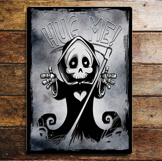 Halloween Grim Reaper Hug Me Not Art | Metal Sign Plaque