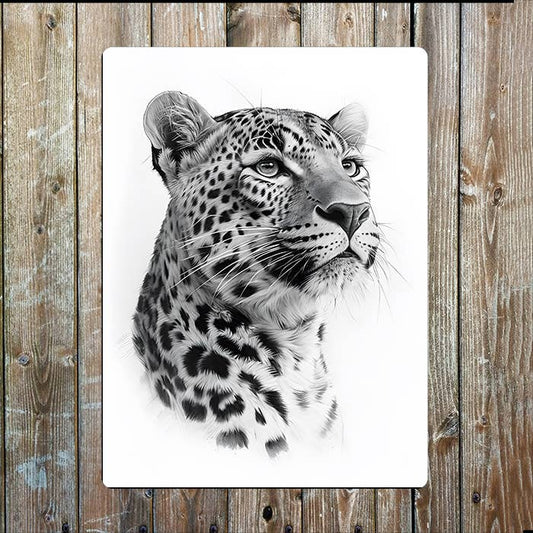 Black & White Leopard | Metal Sign Plaque