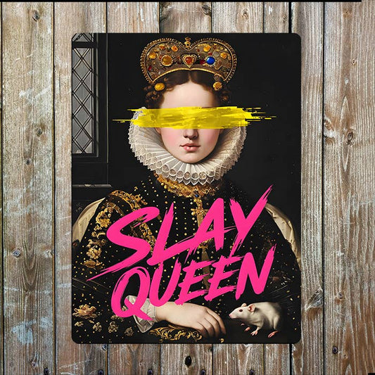 Slay Queen Pink Graffiti Painting Metal Sign Plaque