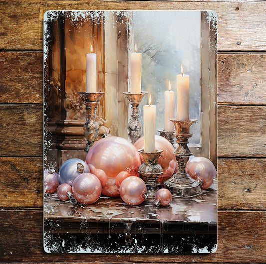 Xmas Decorations Vintage Style candles | Metal Sign Plaque