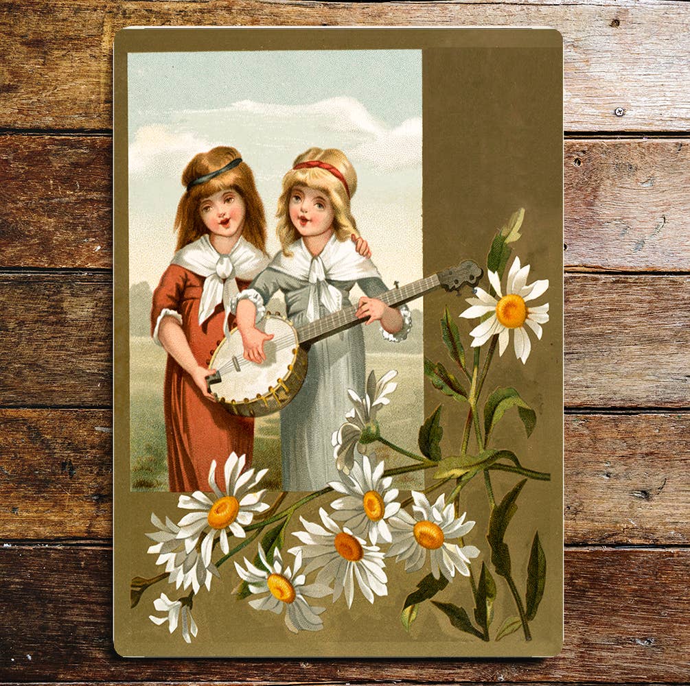 Girls Singing Countryside Daisy's | Metal Sign plaque (Co