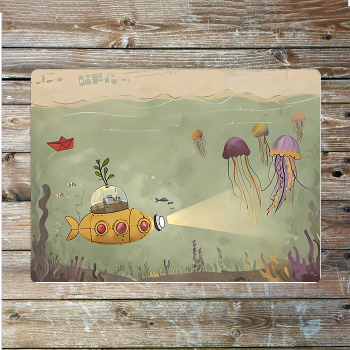 Underwater Yellow Submarine Sea Nautical | Metal Sign Plaque