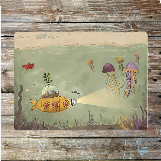 Underwater Yellow Submarine Sea Nautical | Metal Sign Plaque