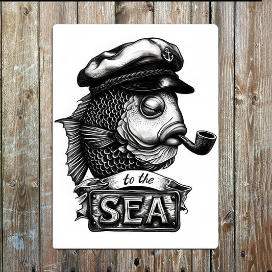Sailor Fish To The Sea Nautical Metal Sign Plaque
