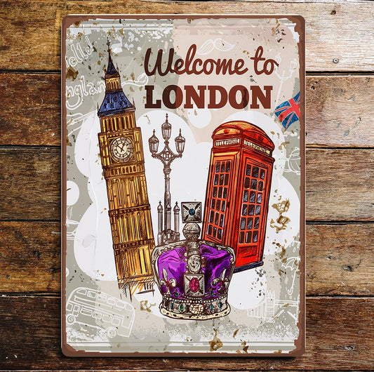 Welcome To London British England | Metal Wall Sign