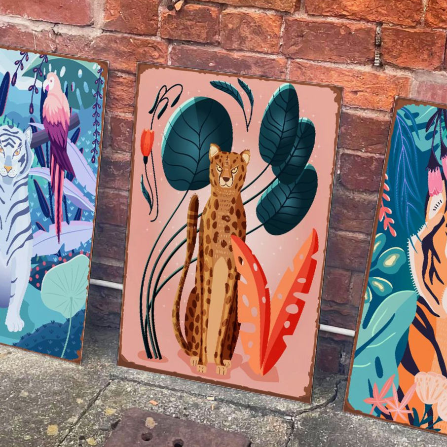 Jungle cheetah | Metal Advertising Wall Sign