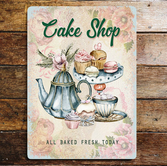 Cake Shot Vintage Tea Wall | Metal Sign Plaque