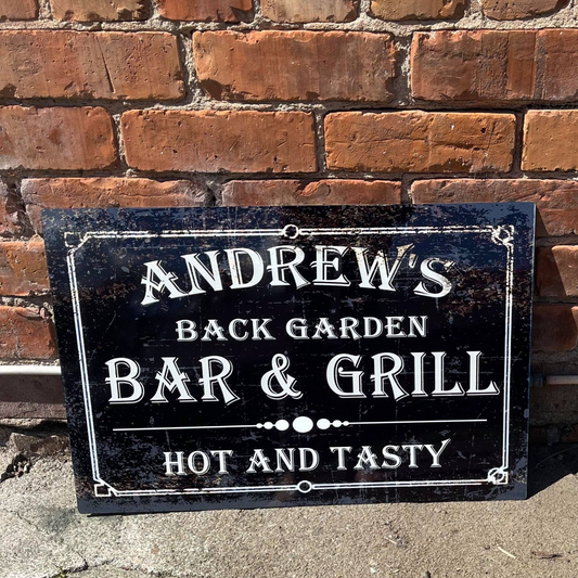 Personalised Bar and Grill BBQ Metal Wall Sign