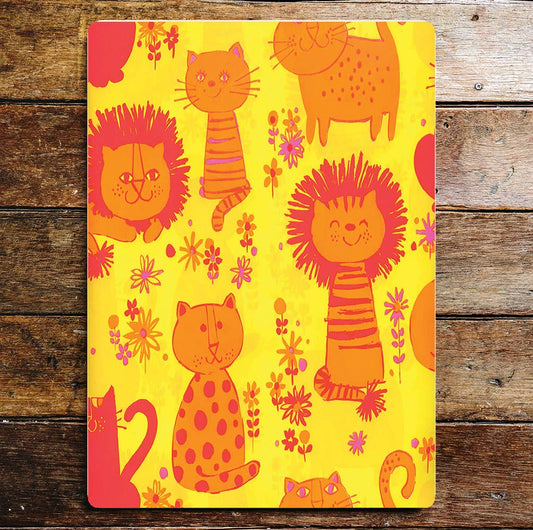 Yellow Orange Wild Cats Tiger Leopard | Metal Sign Plaque