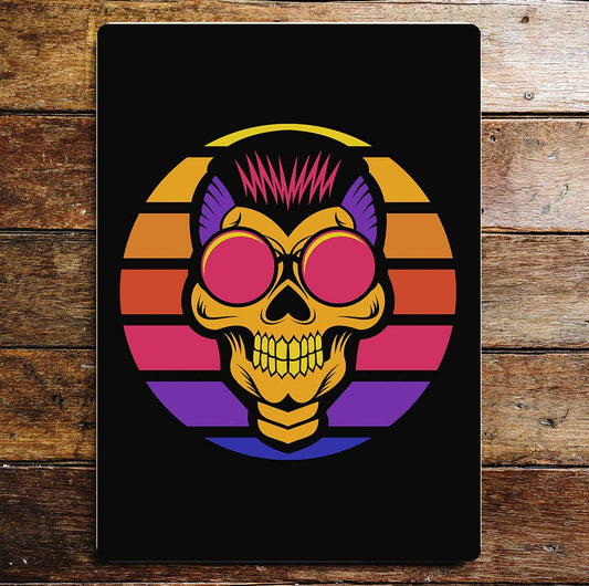 Skull Glasses Multicoloured Metal Wall Sign