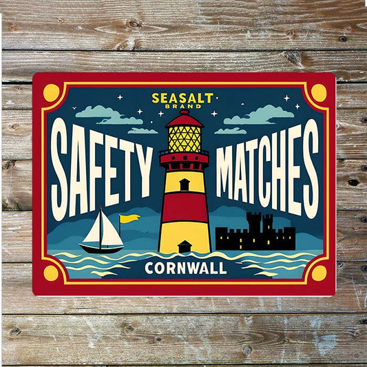 Stafty Matches Lighthouse Sea Nautical Metal Sign Plaque
