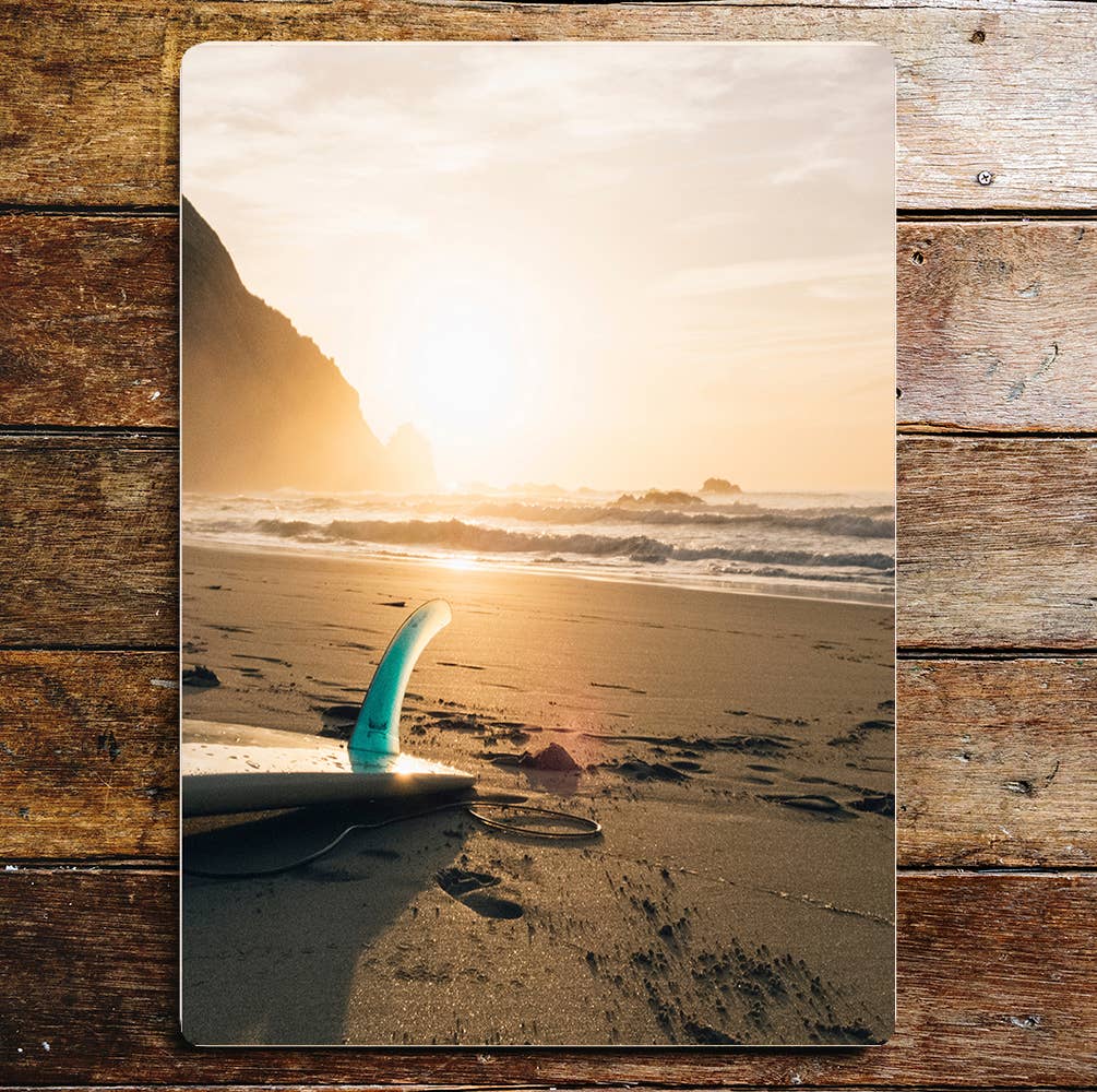 Beach Life Surf Board Sun Sea Waves | Metal Sign Plaque
