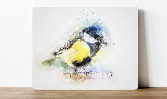 Watercolour Blue Tit Bird Painting | Metal Sign Plaque