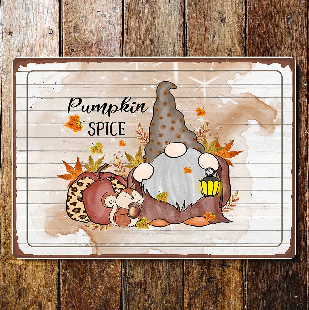 Garden gnome pumpkin | Metal Wall Sign