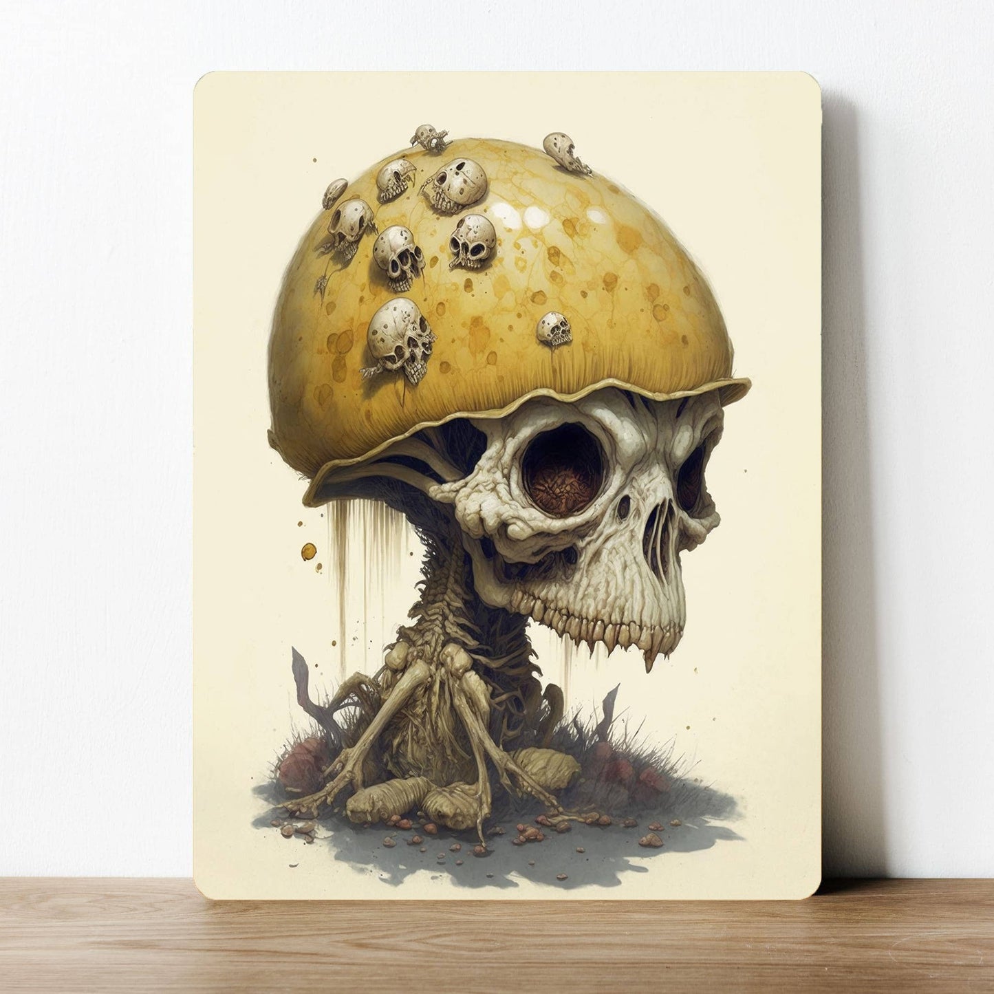 Gothic Mushroom Skull Dark Fantasy | Metal Sign Plaque