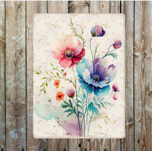 Flower Stem Collection Pink Purple | Metal Sign Plaque