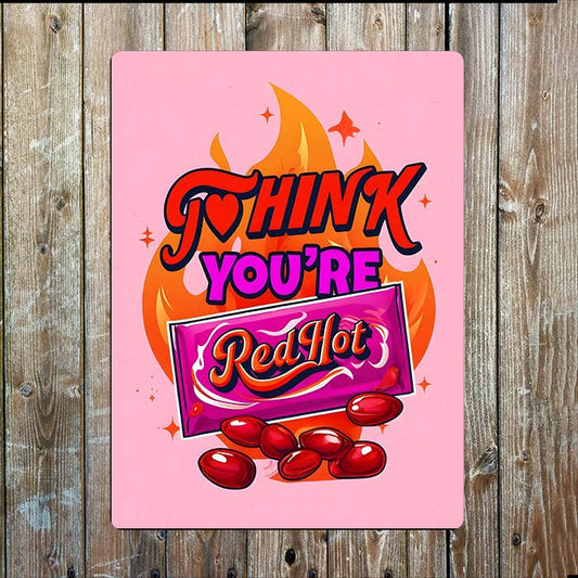 Think You Are Red Hot Candy Sweets Metal Sign Plaque