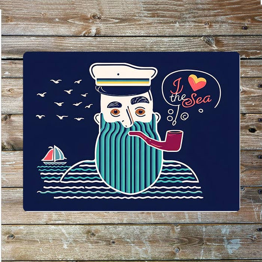 Sailor Illustration Love The Sea Nautical Metal Sign Plaque