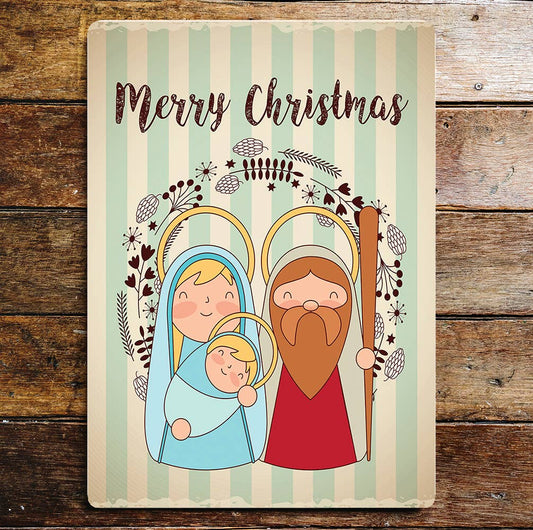 Merry Xmas nativity wall art | Metal Sign Plaque