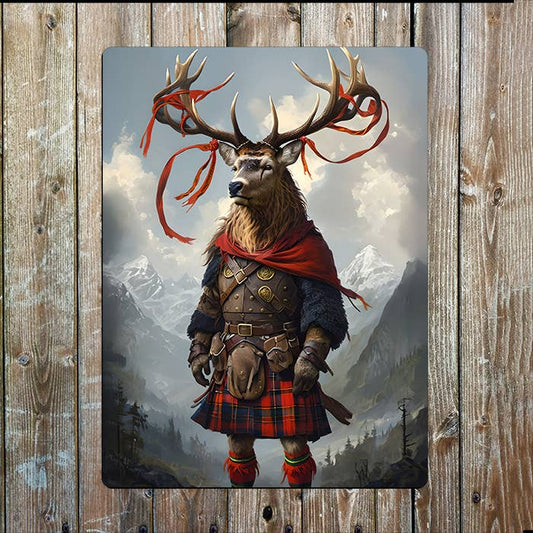 Deer Stag Warrior | Scottish, Scotland | Metal Sign Plaque
