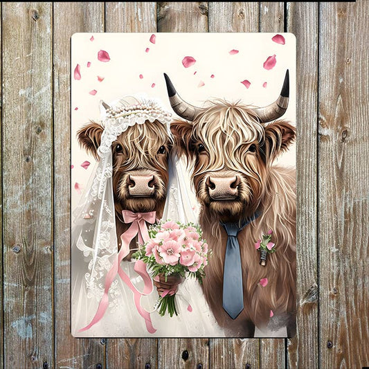 Highland Cow Wedding Scottish Scotland | Metal Sign Plaque