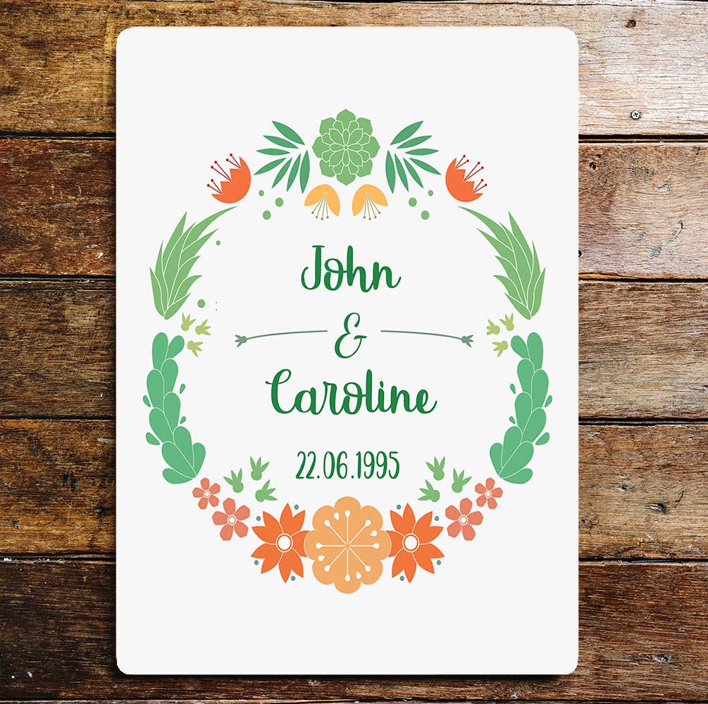 Personalize Sign Flowers Metal Sign Plaque