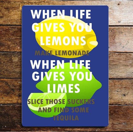 Life Lemons Lemonade And Limes Tequila | Metal Sign Plaque