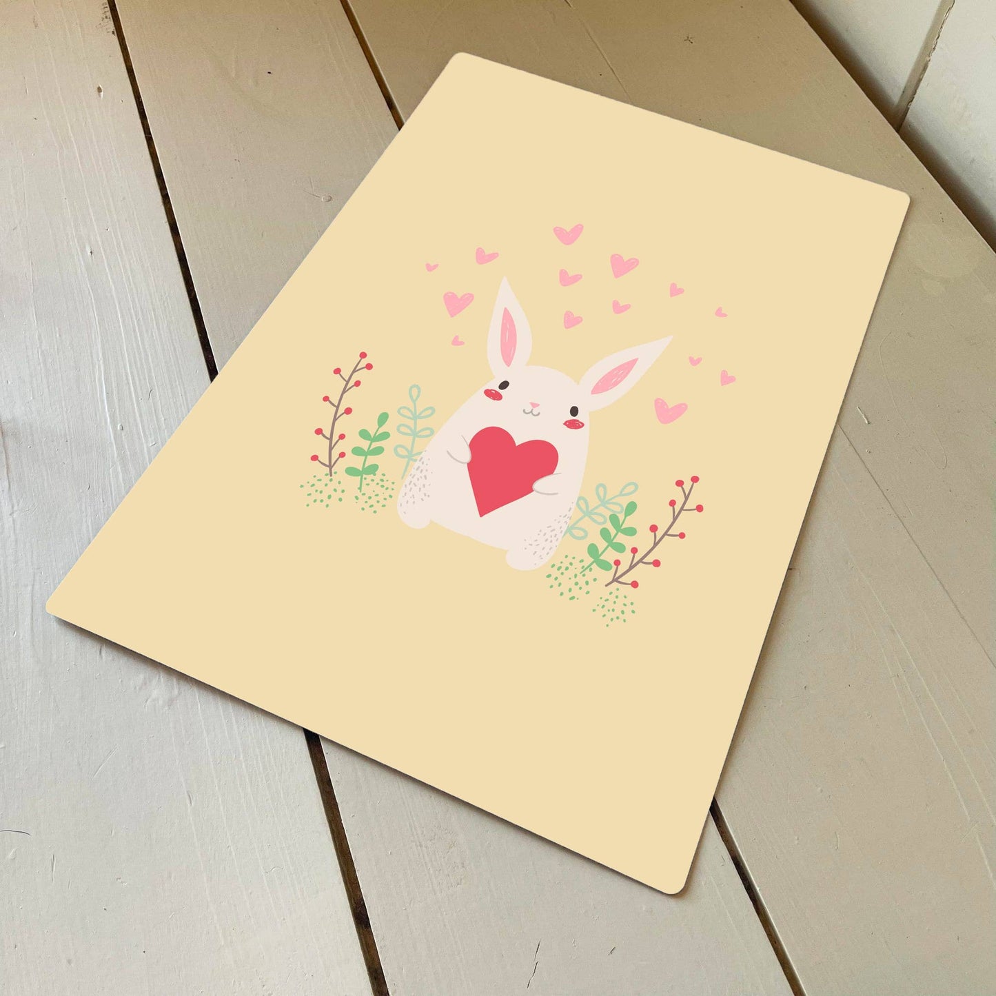 Bunny Rabbit Heart Valentine , | Metal Travel Wall Sign