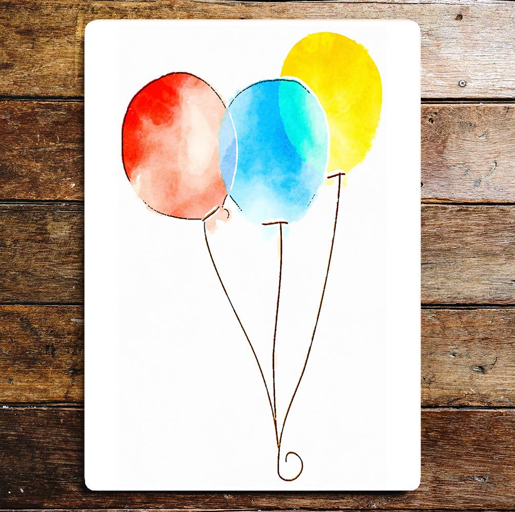 Three Balloons Red Blue Yellow Metal Sign Plaque